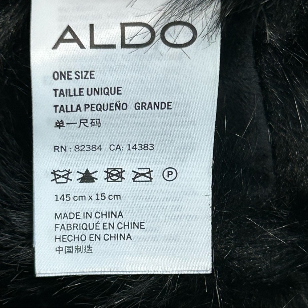 Aldo black faux fur scarf shawl fall winter vegan NWOT - Picture 7 of 9